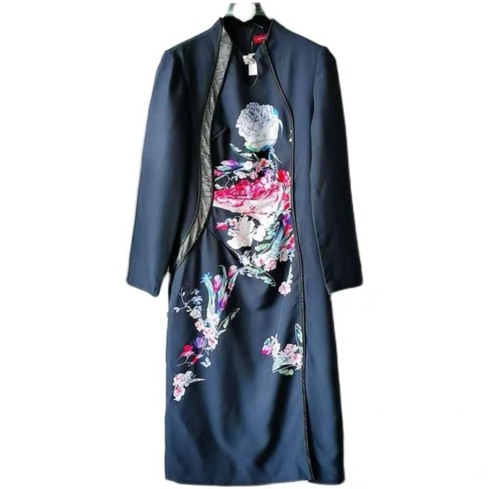 Blue Chinese cheongsam dress skirt women girls